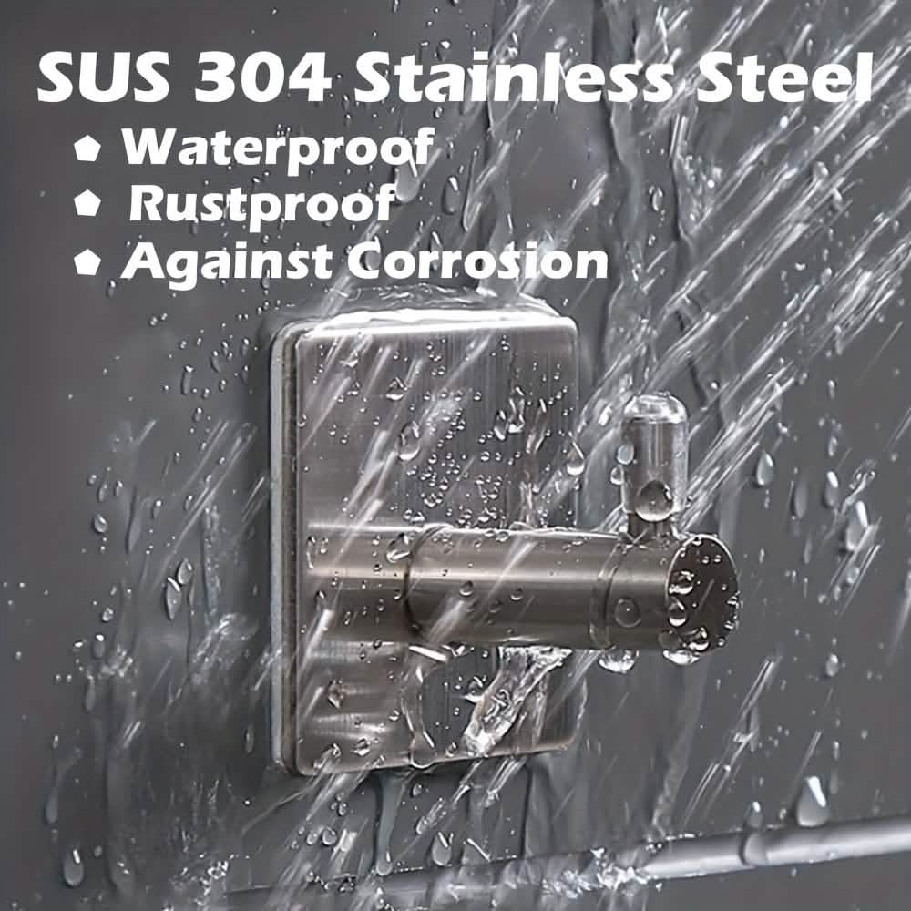 4-Pack Heavy Duty Stick Hooks – Stainless Steel, Waterproof, Wall Mount DailySale