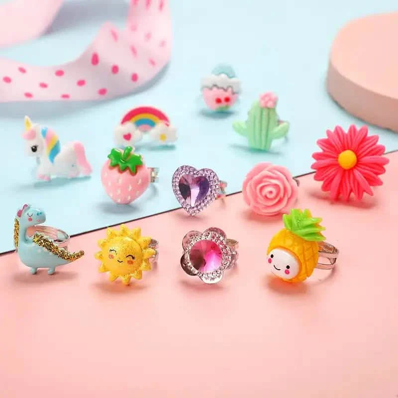 24 Adorable Pink Sheep Little Girl Jewel Rings DailySale