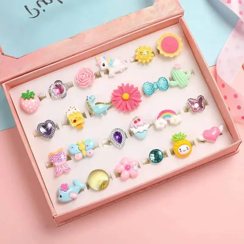 24 Adorable Pink Sheep Little Girl Jewel Rings DailySale