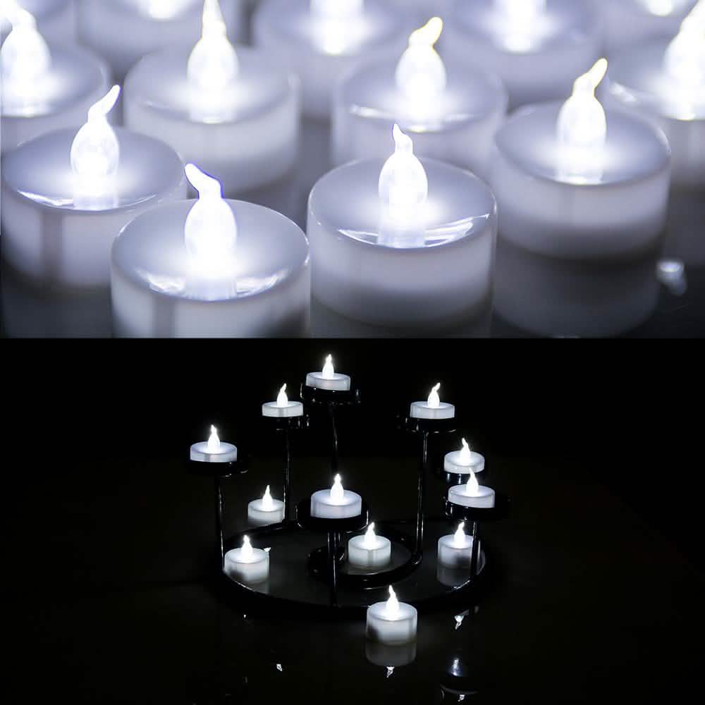 24-Pack: White LED Tealight Timer Candles Battery Operated Flameless Smokeless DailySale