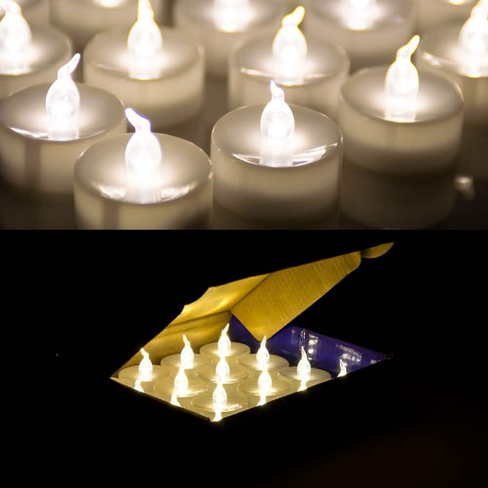 24-Piece: Warm White Tealights Timer Flameless Smokeless Candles DailySale