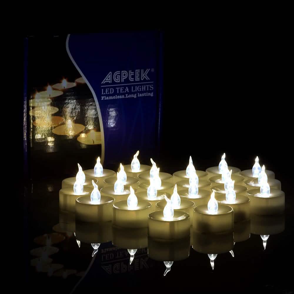 24-Piece: Warm White Tealights Timer Flameless Smokeless Candles DailySale