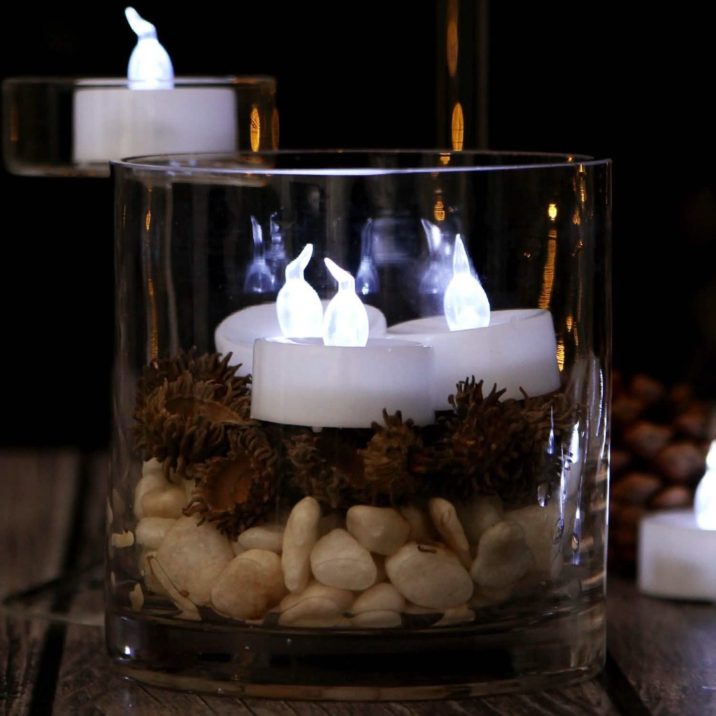 24-Pieces: Cool White LED Flameless Tealight Smokeless Timer Candles DailySale