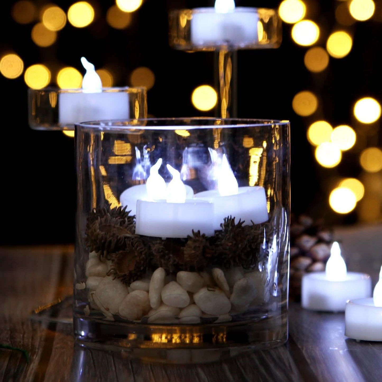 24-Pieces: Cool White LED Flameless Tealight Smokeless Timer Candles DailySale