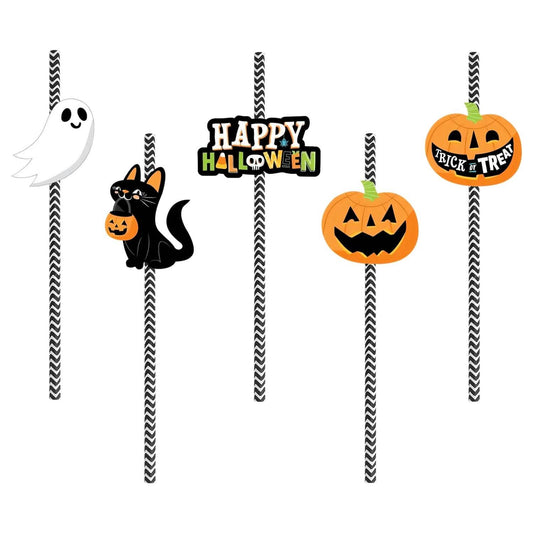 24-Pieces: Halloween Party Striped Decorative Paper Straws DailySale