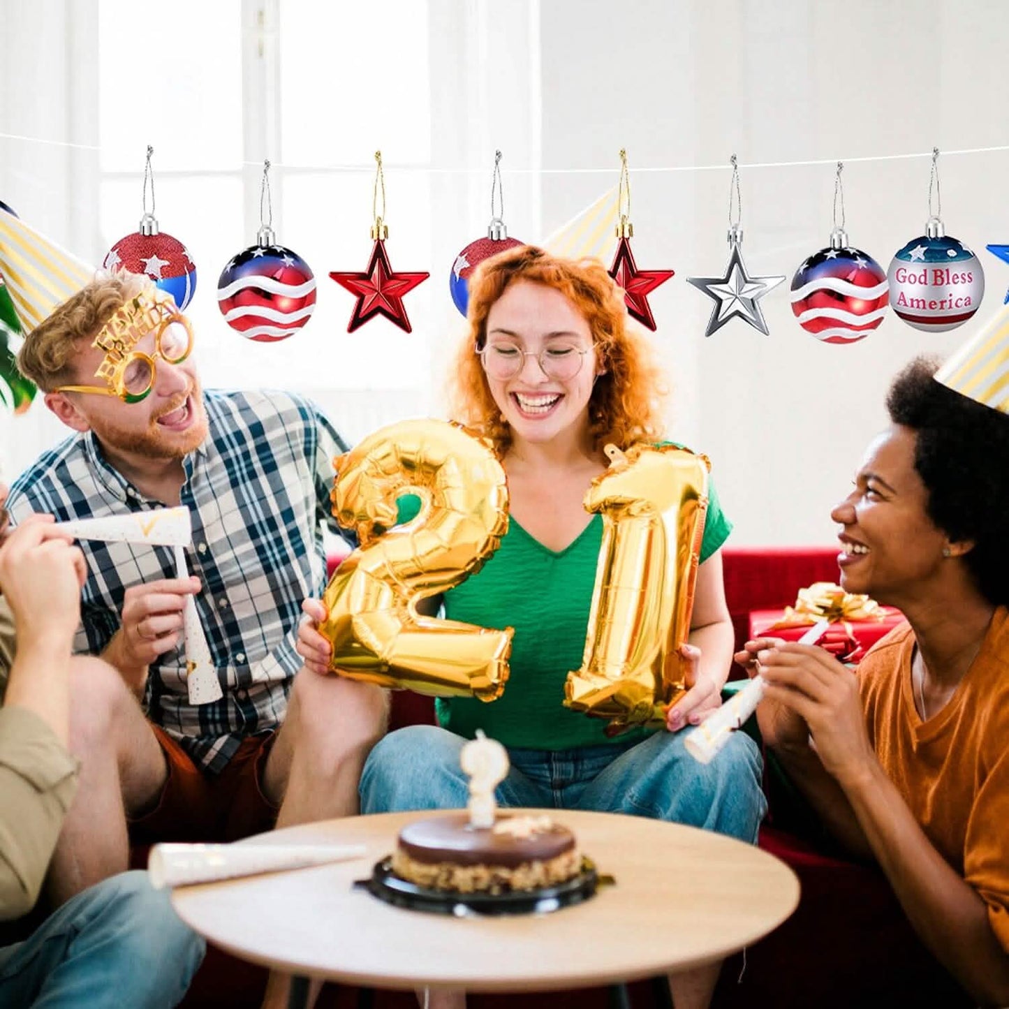 24-Pieces Set: Hanging Ornaments Ball Star Patriotic DailySale