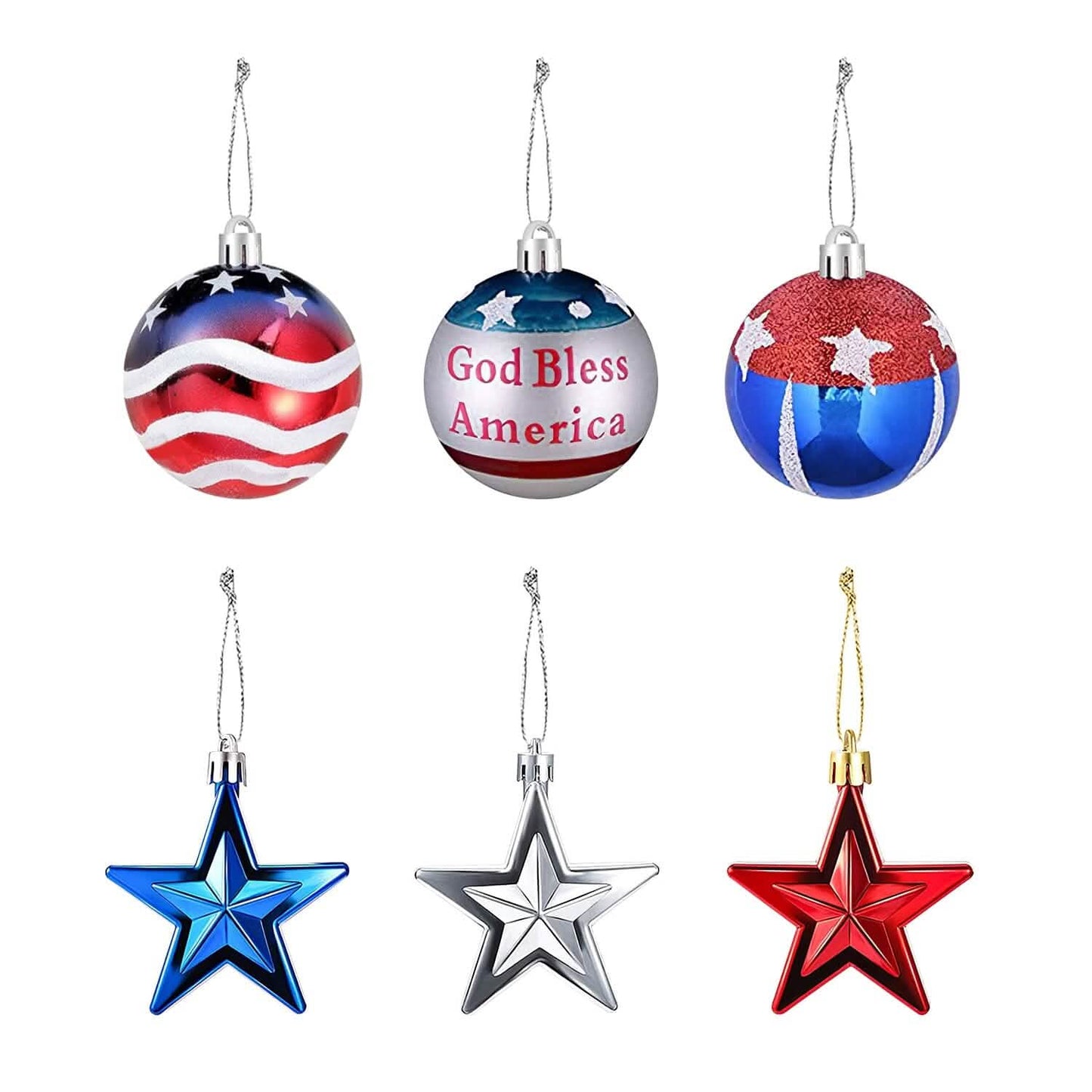 24-Pieces Set: Hanging Ornaments Ball Star Patriotic DailySale