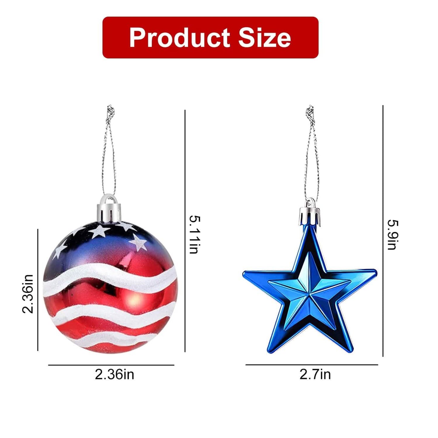 24-Pieces Set: Hanging Ornaments Ball Star Patriotic DailySale