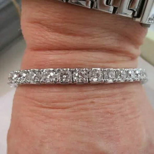 25 Ct Round Diamond Tennis Bracelet 14K Gold Lab Grown IGI Cert D-F VS DailySale