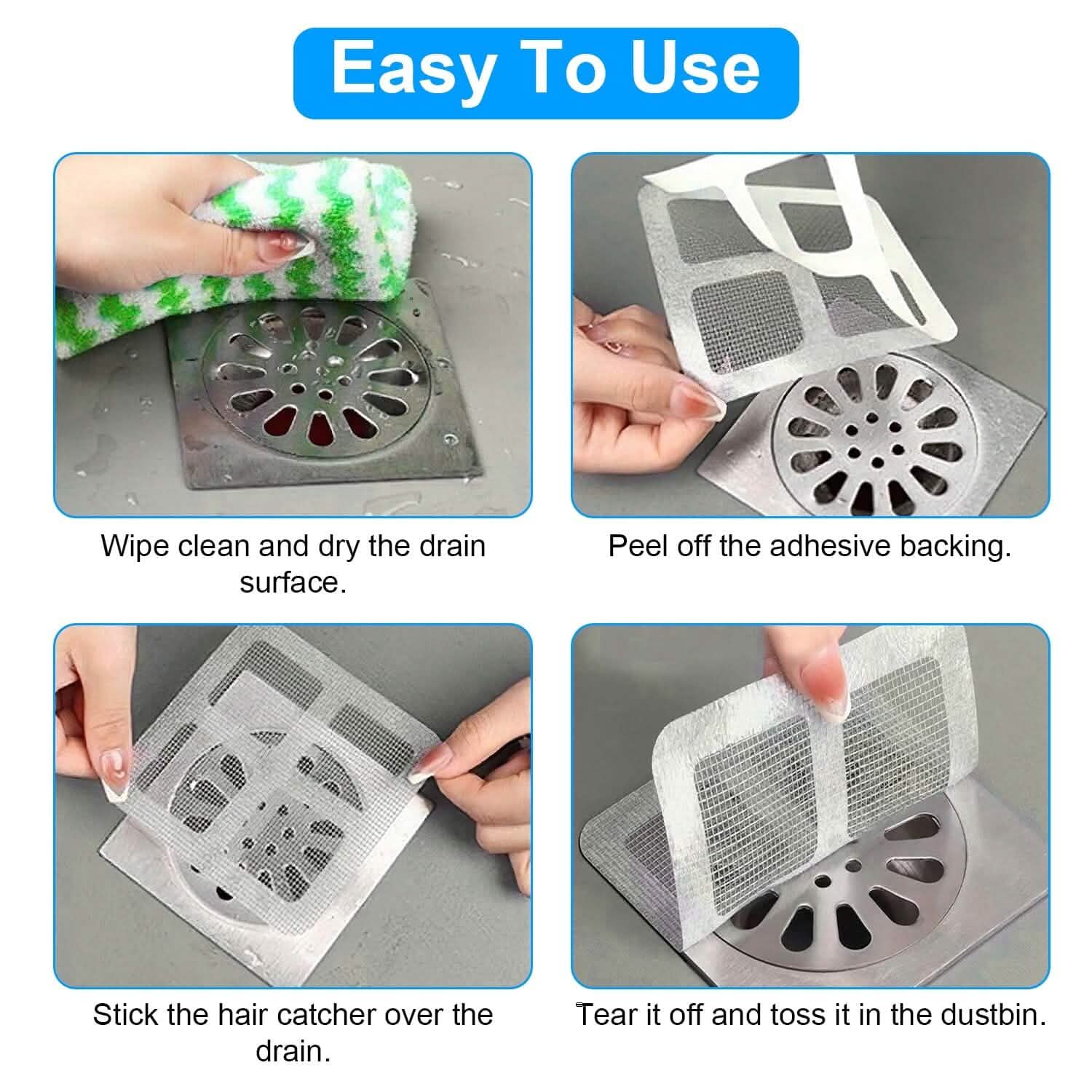 25-Pack:  3.94 x 3.94" Disposable Floor Drain Sticker Hair Catcher DailySale