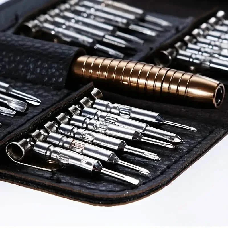 25-Piece Set: Precision Tool Repair Kit with Leather Case DailySale