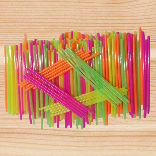 250-Pieces: Wow Plastic Neon Disposable Plastic Drinking Straws DailySale