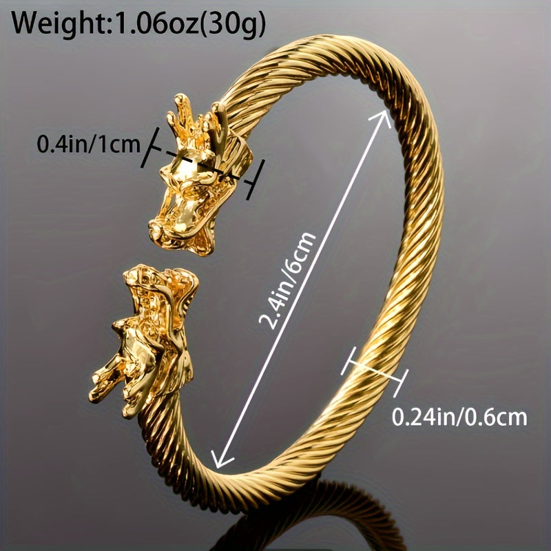 Double Dragon Copper Bracelet – Rock & Hip-Hop Style, Unisex DailySale