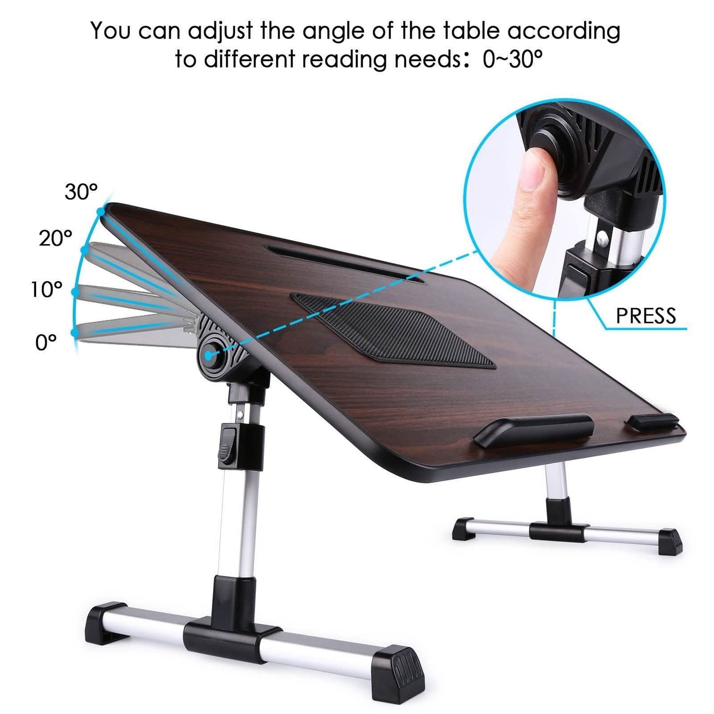26.6 Foldable Adjustable Laptop Tray Stand Desk with CPU Cooling Fans & Mouse Pad DailySale