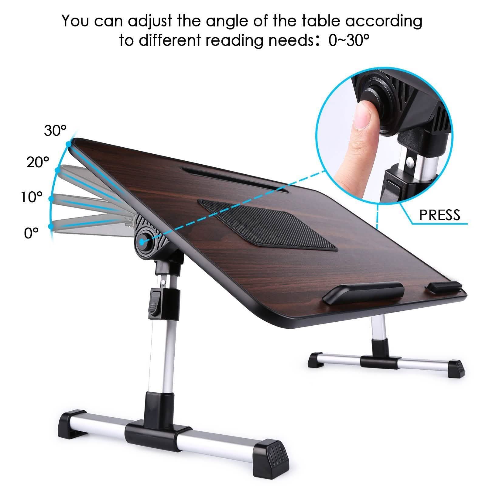 26.6 Foldable Adjustable Laptop Tray Stand Desk with CPU Cooling Fans & Mouse Pad DailySale