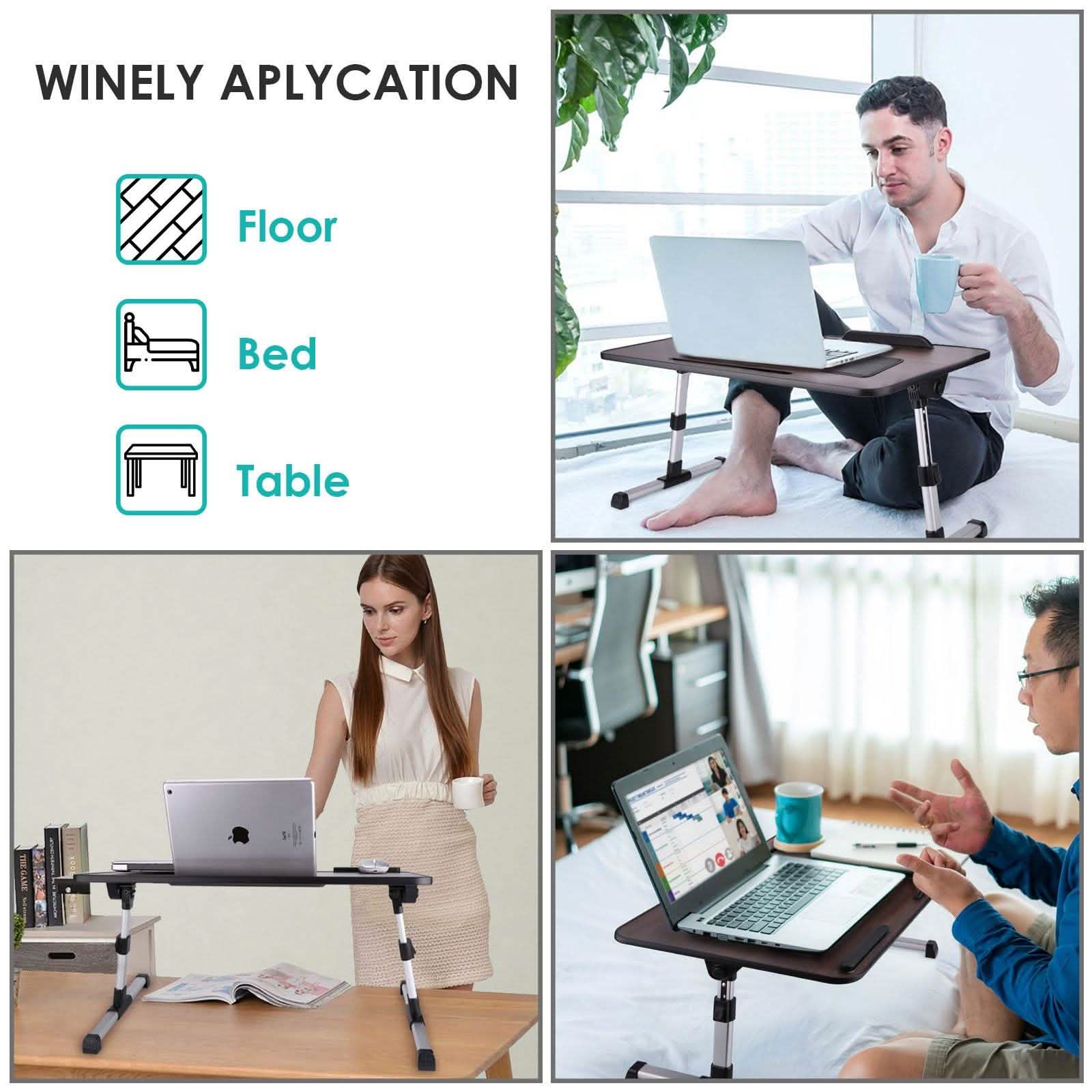26.6 Foldable Adjustable Laptop Tray Stand Desk with CPU Cooling Fans & Mouse Pad DailySale