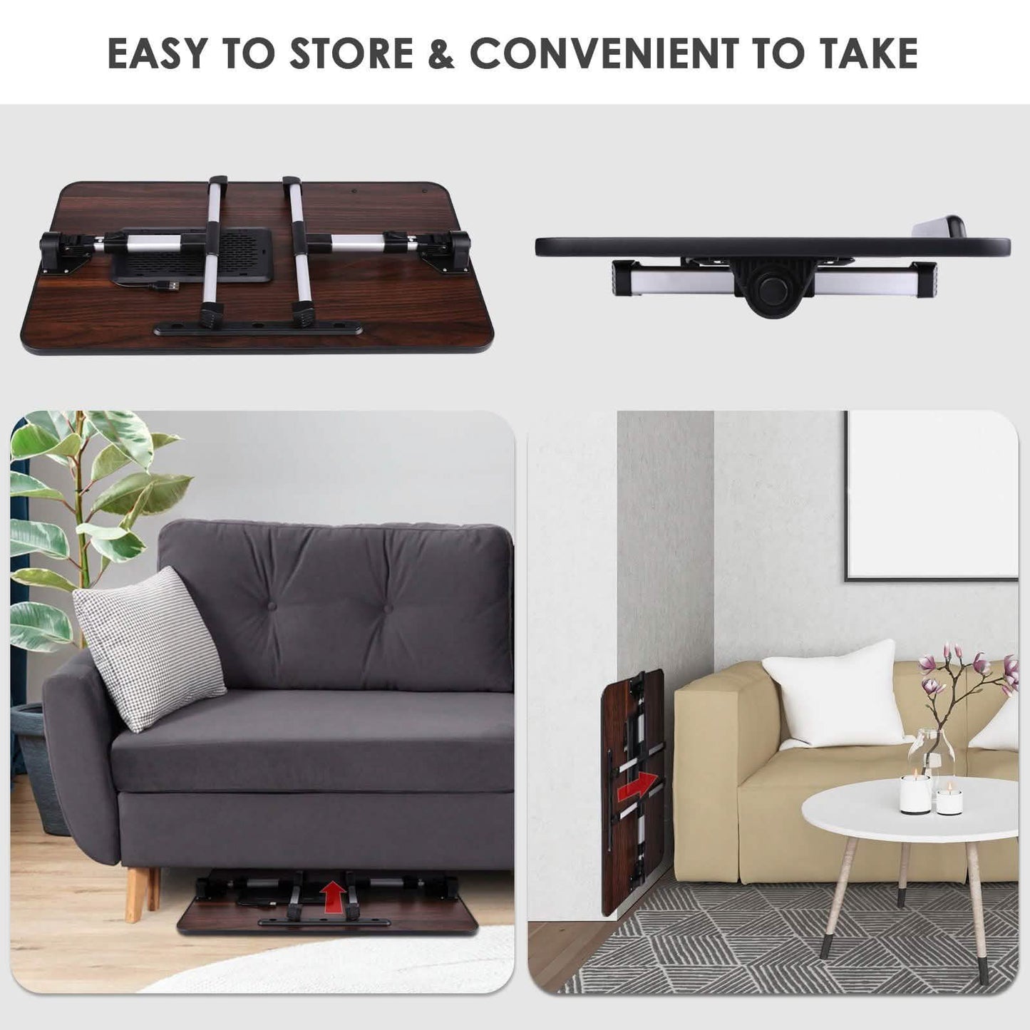 26.6 Foldable Adjustable Laptop Tray Stand Desk with CPU Cooling Fans & Mouse Pad DailySale