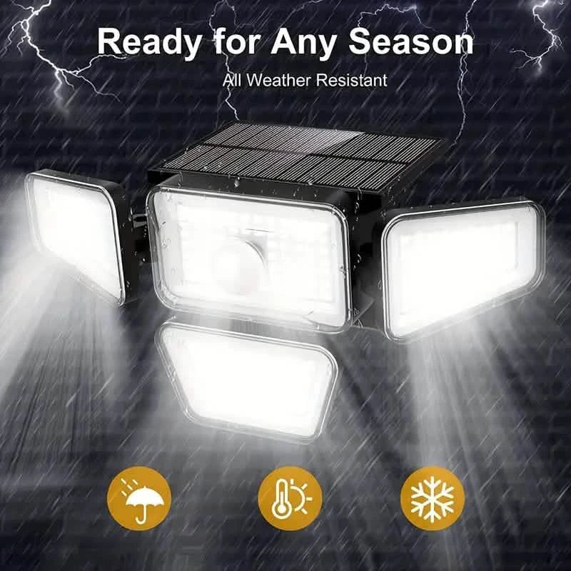 270 LEDs Solar Wall Light With Motion Sensor - 4 Head Lamp, 3 Lighting Modes Wide Angle Security Wireless Flood Light DailySale