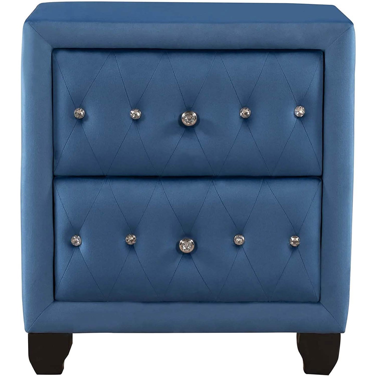 27.9" Tall Bedside Table Blue Upholstered Velvet 2-Drawer Nightstand DailySale