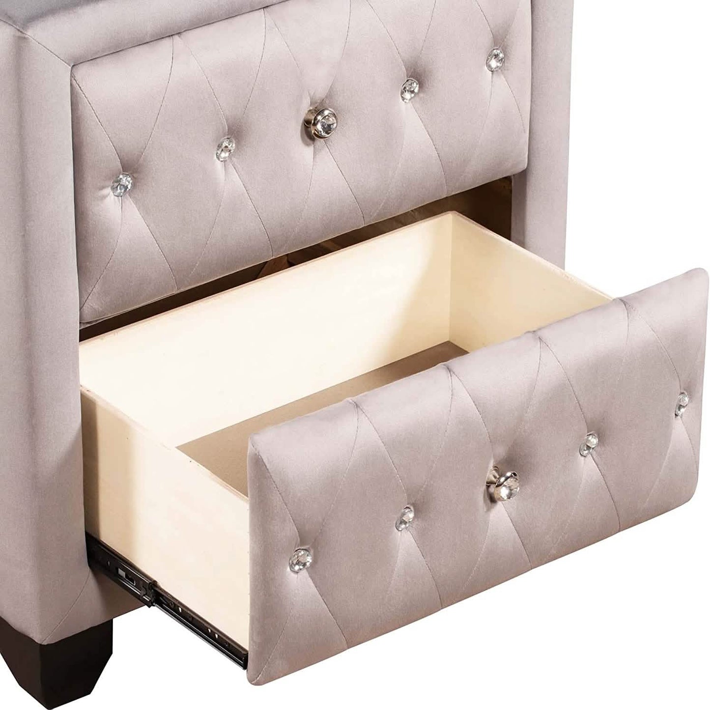 27.9" Tall Bedside Table Blue Upholstered Velvet 2-Drawer Nightstand DailySale