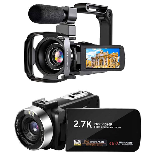 2.7K Camcorder 42MP 18x Zoom Digital Video Camera with 270° Rotating IPS Screen DailySale
