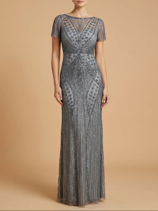 Lara 28856 - Beaded Flutter Sleeve Gown Lara New York