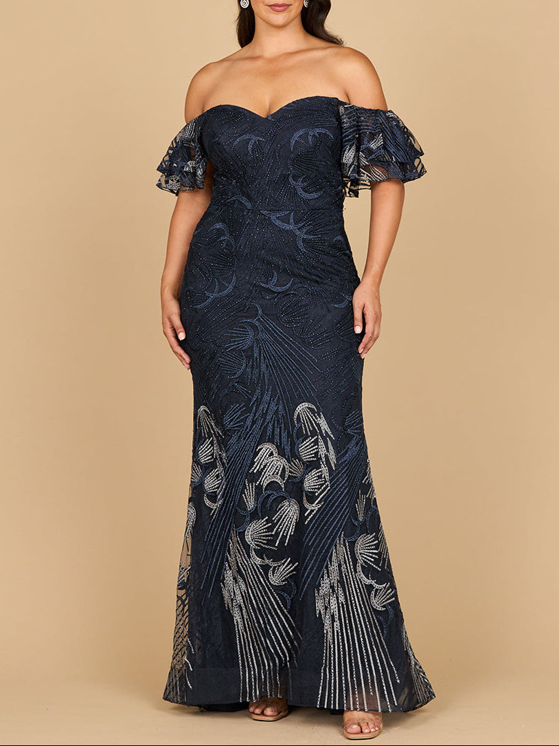 Off Shoulder Mermaid Lace Gown | Lara 28884 Lara New York
