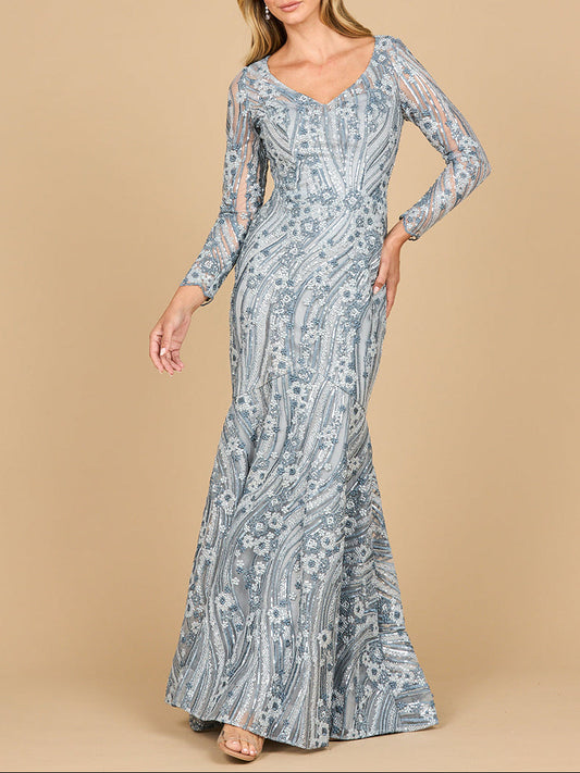 Mermaid, Long Sleeve Gown | 28885 Lara New York