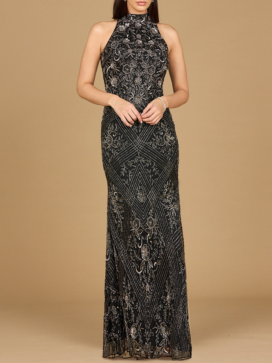 Halter Neck Beaded Dress Lara New York