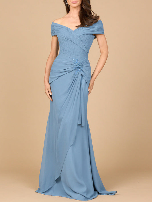 Off Shoulder Elegant Chiffon Gown Lara New York