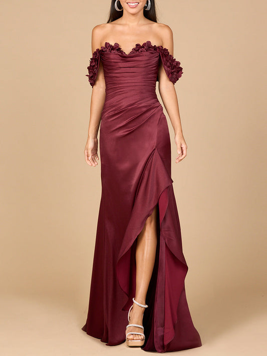 Off Shoulder Crepe Gown Lara New York