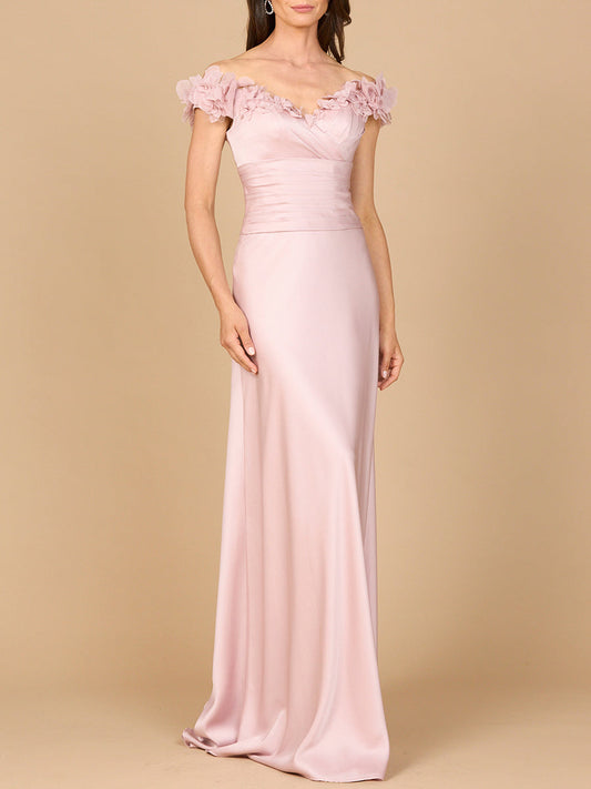 Off Shoulder Satin Gown Lara New York