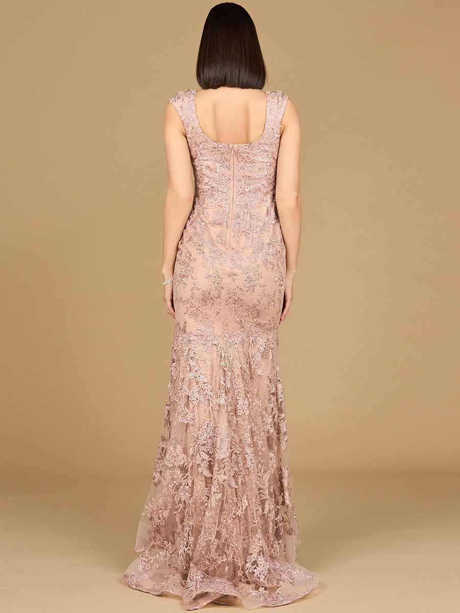 Sleeveless Mermaid Lace Embroidered Gown Lara New York