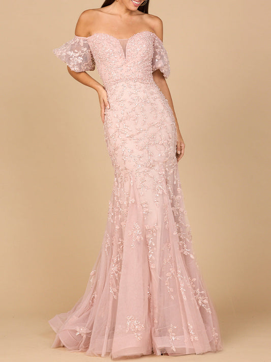 Lace, Off Shoulder Mermaid Gown Lara New York
