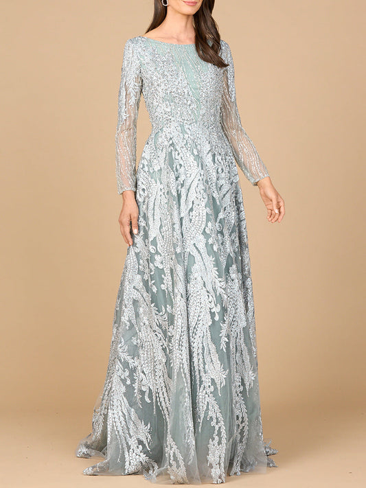 Long Sleeve, Modest Beaded Gown | 28939 Lara New York