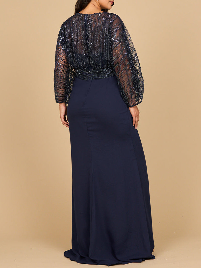 Lara 28950- Draped Skirt Gown with Cape Sleeves Lara New York