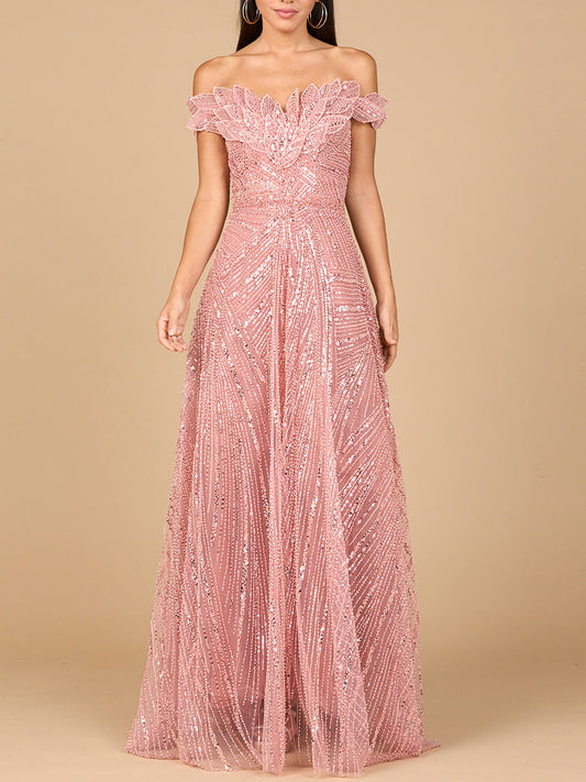 Off Shoulder Beaded Ballgown Lara New York