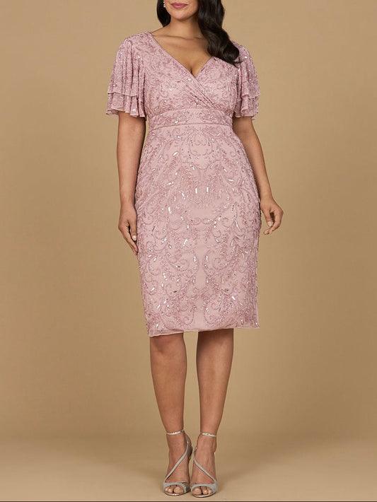 Beaded Midi Dress with Cape Sleeves Lara New York