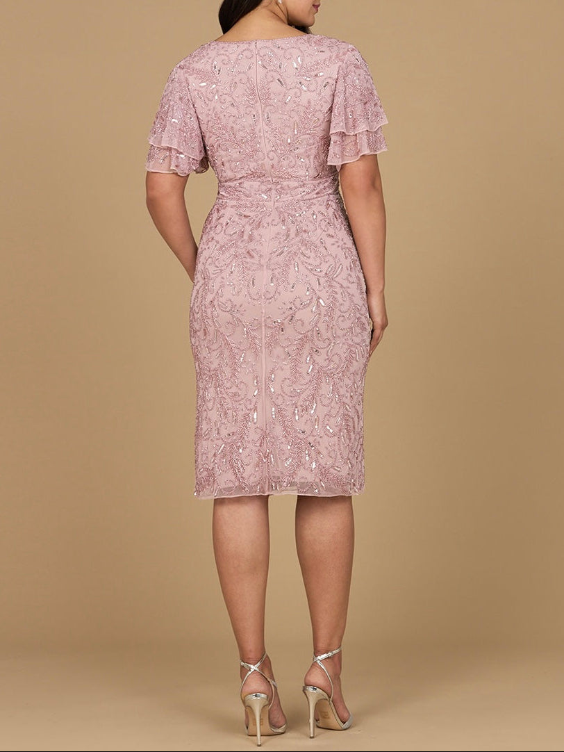 Beaded Midi Dress with Cape Sleeves Lara New York