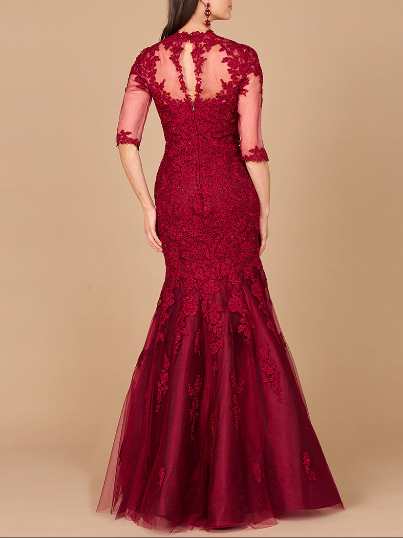 Long Sleeve, Mermaid Lace Gown Lara New York