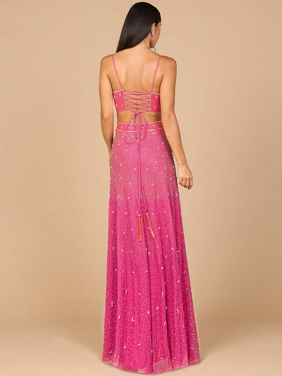 Ombre Beaded Gown  - OUTLET Lara New York