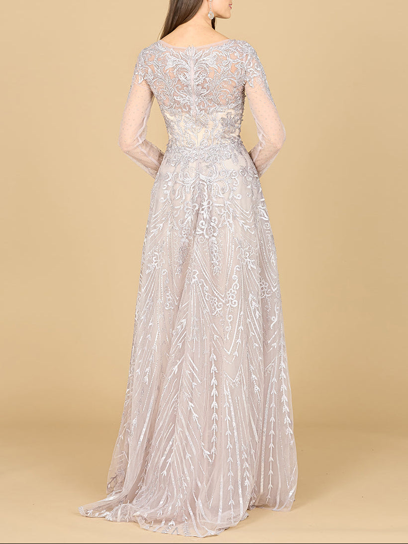 Long Sleeve High Neck Gown Lara New York