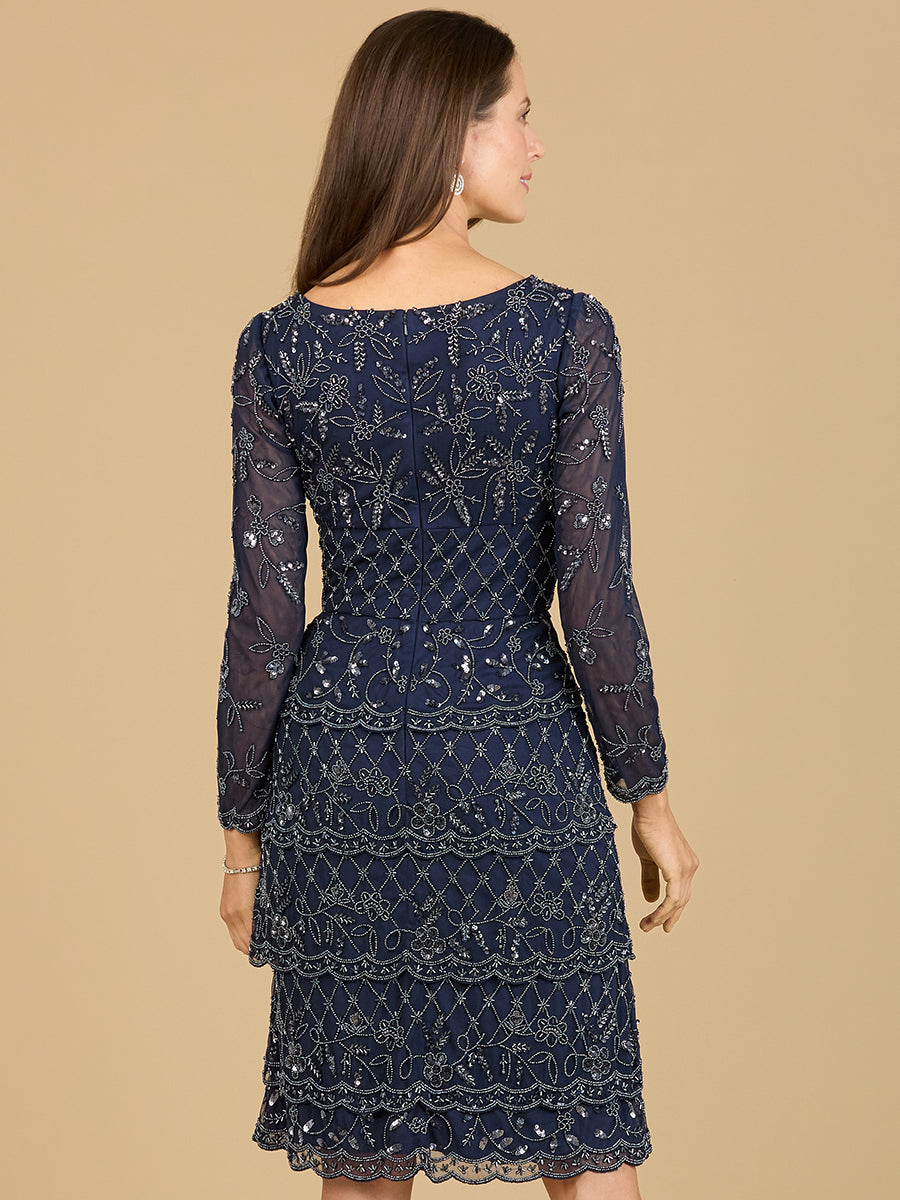 Knee Length, Long Sleeve Cocktail Dress Lara New York