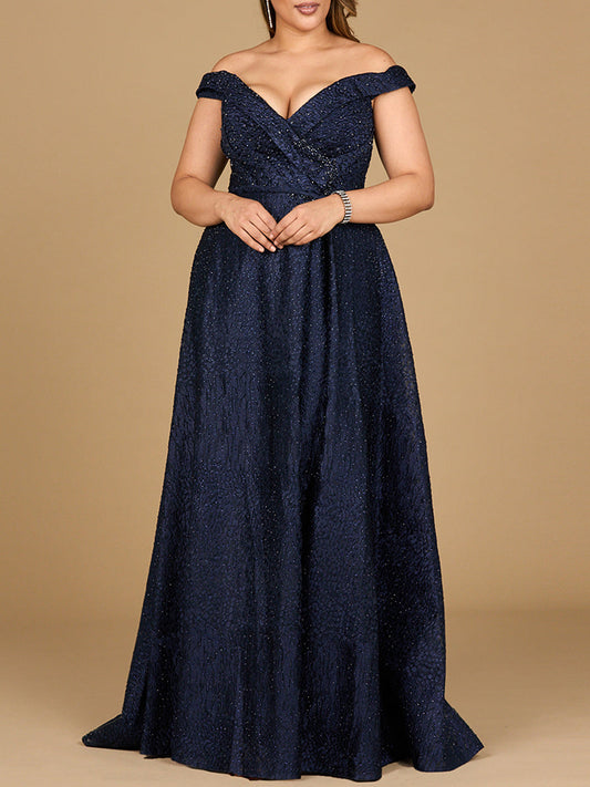 Tonal Beaded Off Shoulder Ballgown Lara New York