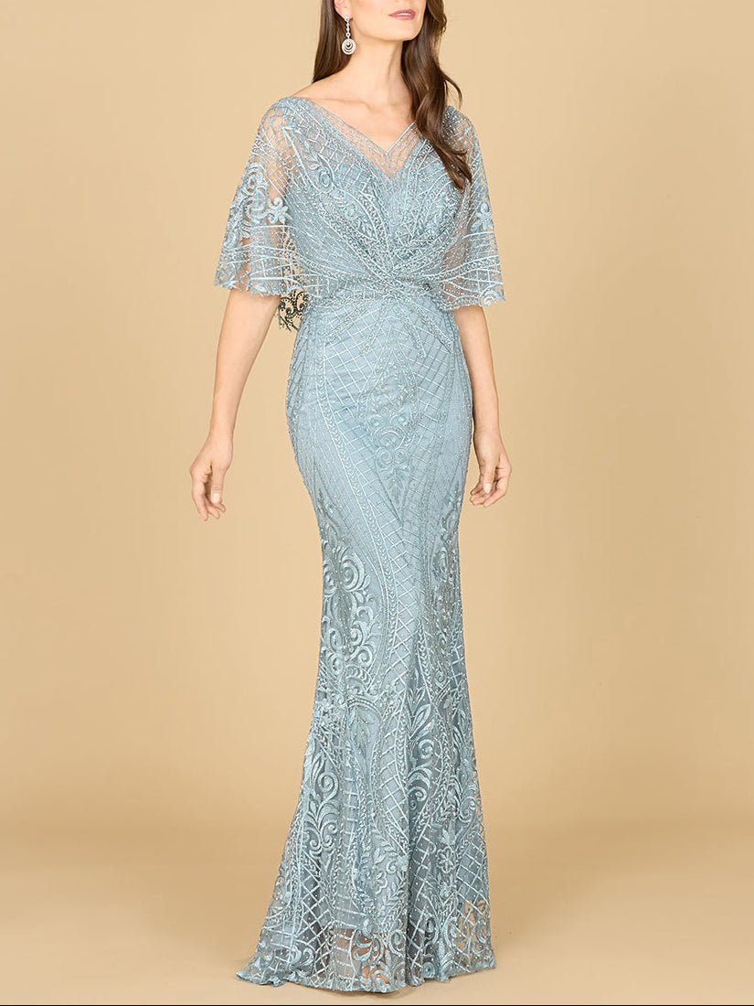 Lara 29673 - Cape Sleeve Mermaid Gown Lara New York