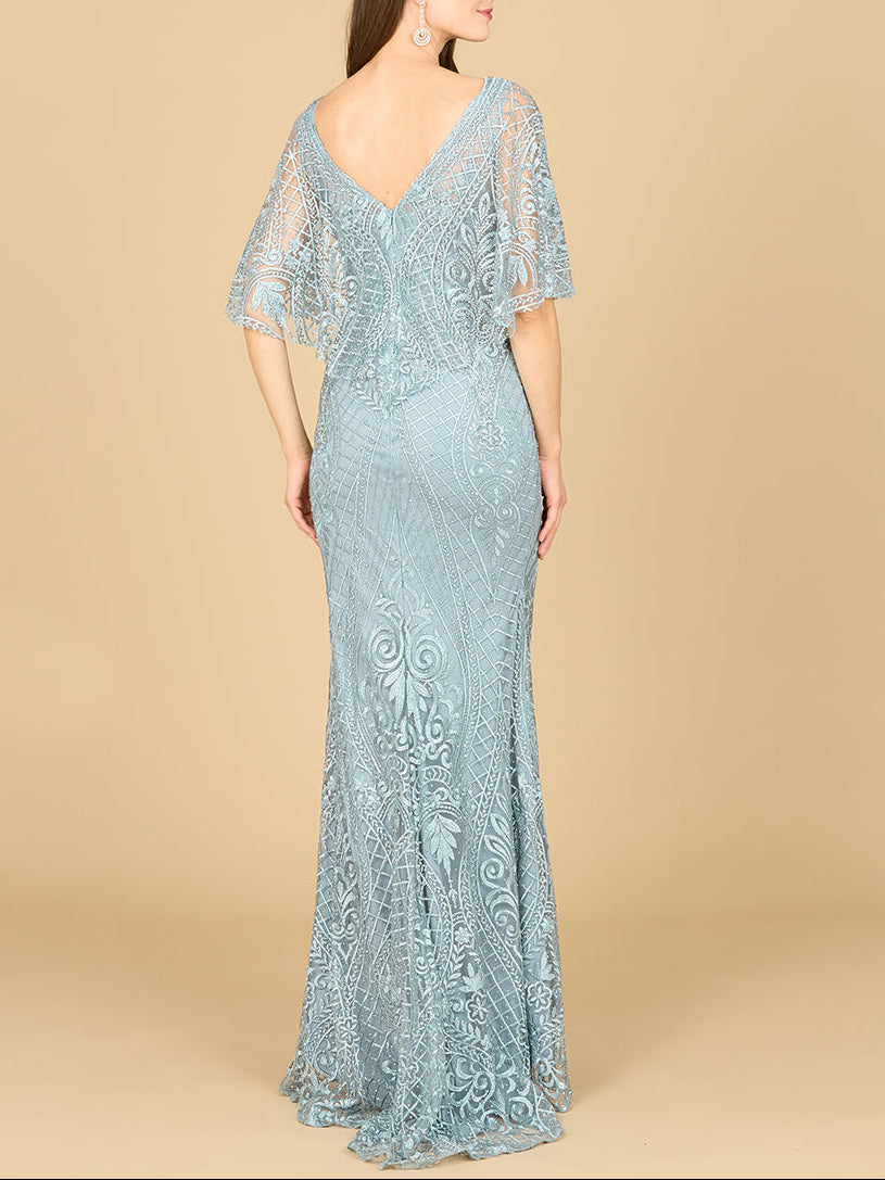 Lara 29673 - Cape Sleeve Mermaid Gown Lara New York