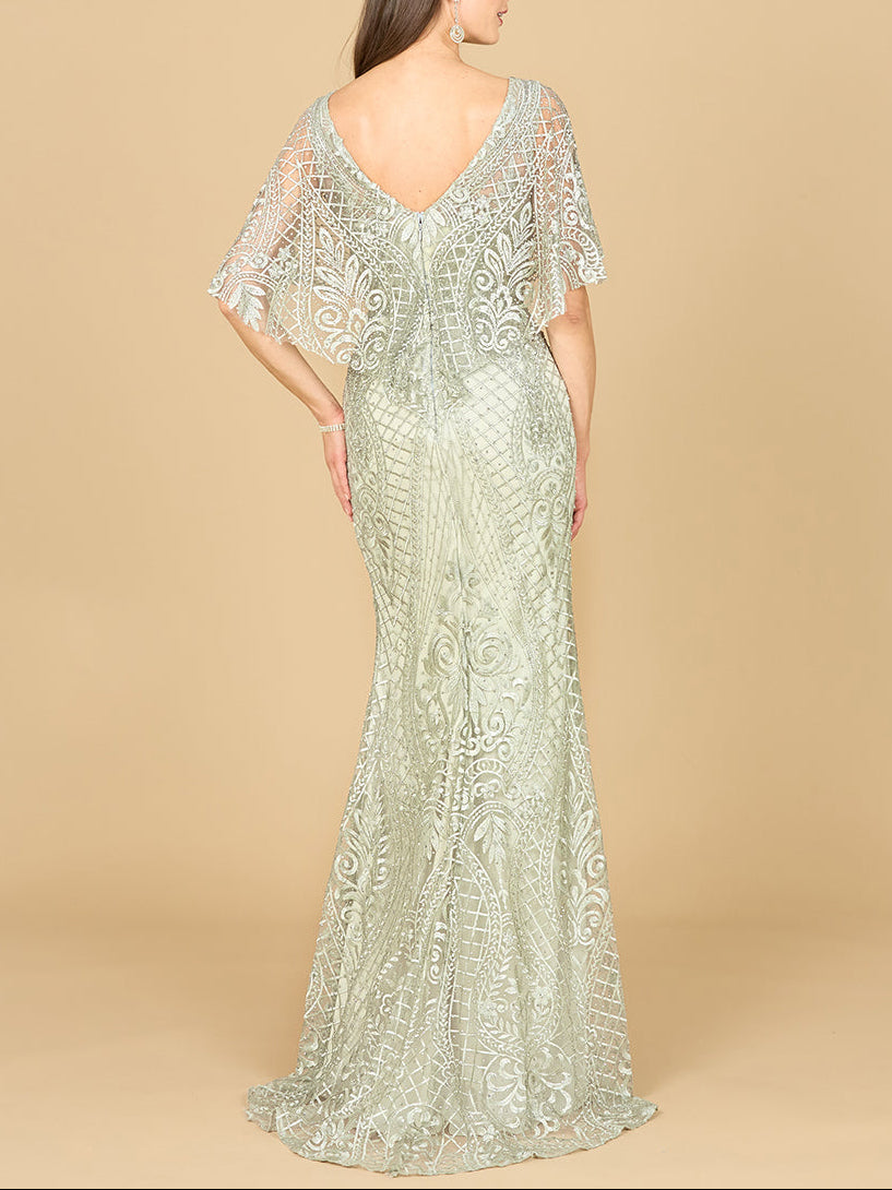 Lara 29673 - Cape Sleeve Mermaid Gown Lara New York
