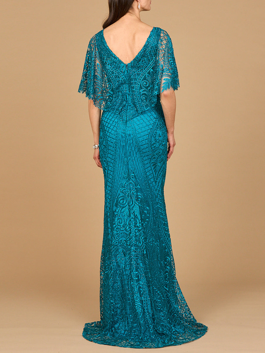 Lara 29673 - Cape Sleeve Mermaid Gown Lara New York