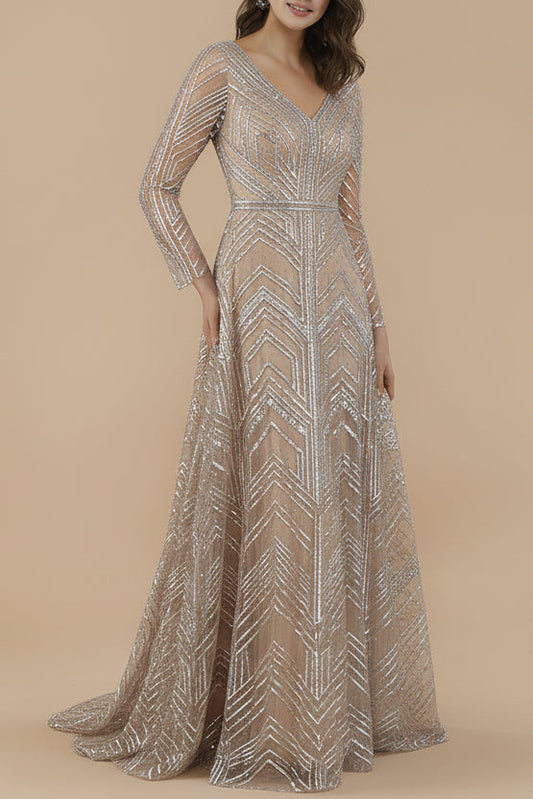 Lara 29753 - Long Sleeves Beaded Ballgown Lara New York
