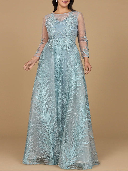 Lara 29761 - High Neck Sheer Long Sleeve Embellished Gown Lara New York